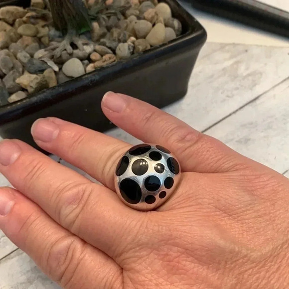 Black Dot  925 Ring - Picture 7 of 8